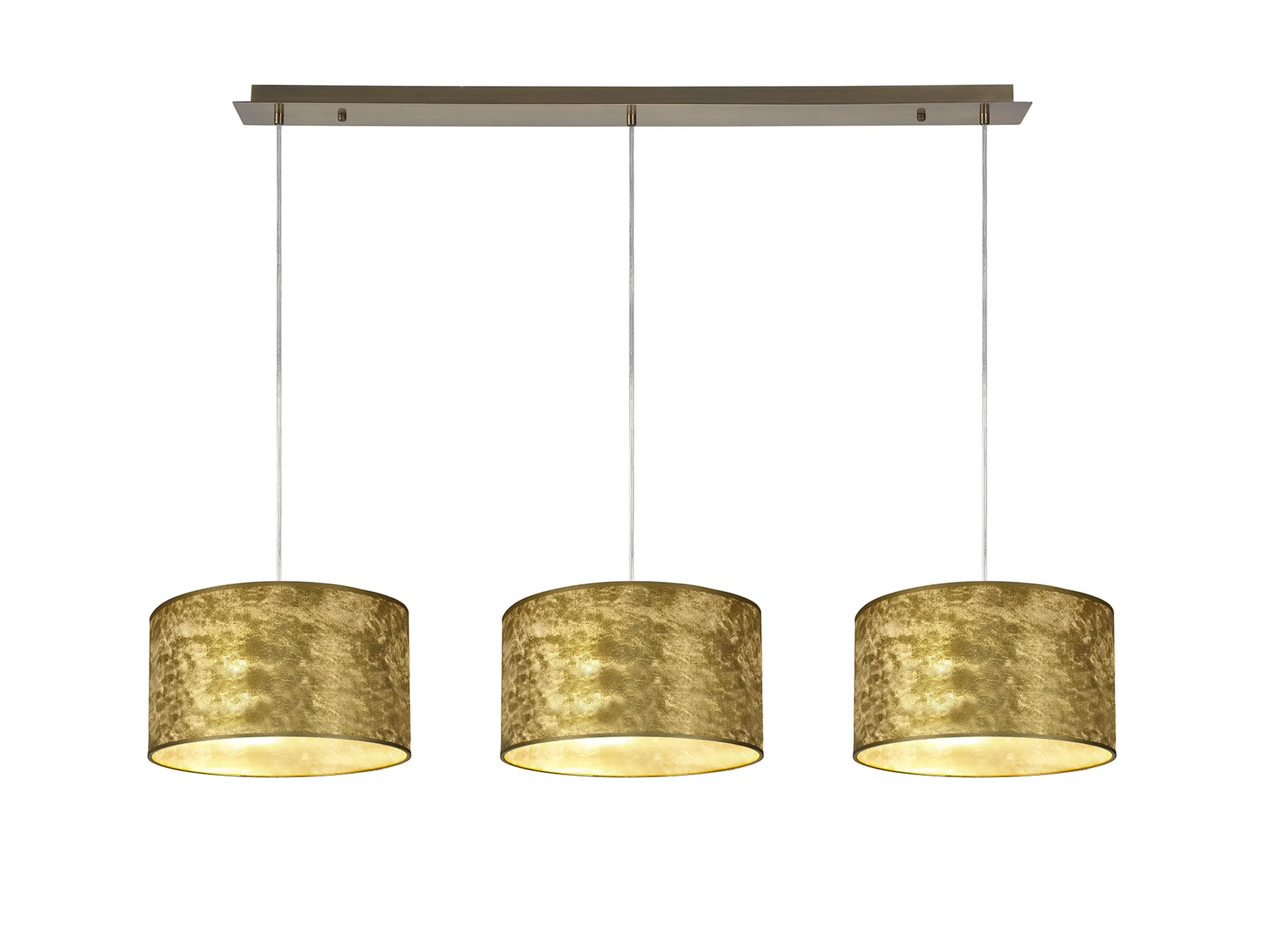 Baymont 30cm Shade 3 Light Pendant Antique Brass, Gold Leaf
